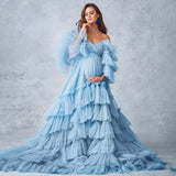 Niulatu Tulle Robe Maternity Dress for Photoshoot Sheer Bridal Lingerie Wedding Gown Long Baby Shower Pregnancy HZ1007