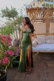 Sexy Straps Green Soft Satin Long HZ0308