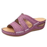 Niulatu Women Summer Orthopedic Sandals Women Car Line Slides Open Toe Sandals Breathable Leather Casual Female Platform Retro Shoe DJSE