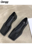 Niulatu Ladies Female Footwear Square Toe Women's Moccasins Autumn Casual Sneaker Shallow Mouth Soft 2025 Retro Dress Fall DJSE
