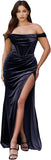 Niulatu Women's Velvet Slit Mermaid Prom Dress Long Off Shoulder Bridesmaid Dress Strapless Party HZ1007