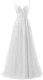 Niulatu Applique Tulle Prom Dresses for Women 2025 Spaghetti Straps Ball Gown Formal Evening Party Gown with HZ1007