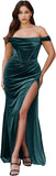 Niulatu Women's Velvet Slit Mermaid Prom Dress Long Off Shoulder Bridesmaid Dress Strapless Party HZ1007