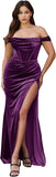Niulatu Women's Velvet Slit Mermaid Prom Dress Long Off Shoulder Bridesmaid Dress Strapless Party HZ1007