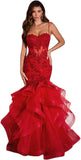 Niulatu Women's Lace Applique Tulle Prom Dresses Long Mermaid Ruffles Sparkly Formal Evening Party HZ1007