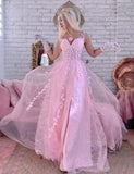 Niulatu Applique Tulle Prom Dresses for Women 2025 Spaghetti Straps Ball Gown Formal Evening Party Gown with HZ1007
