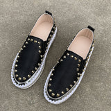 Niulatu Size 36-43 Casual Rivet Single Shoes Women's 2025 Spring New Rhinestone Lefu Shoes Flat Bottomed Fashionable Women's Shoes DJSE