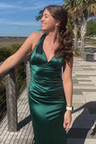 Pretty Mermaid V-neck Navy Blue Criss-cross Back Long Dress Graduation Dress HZ1214