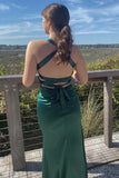 Pretty Mermaid V-neck Navy Blue Criss-cross Back Long Dress Graduation Dress HZ1214