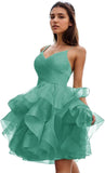 Niulatu Women's Puffy Ruffle Short Homecoming Dress Tull Tutu Prom Dress V Neck Formal Party HZ1007