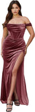 Niulatu Women's Velvet Slit Mermaid Prom Dress Long Off Shoulder Bridesmaid Dress Strapless Party HZ1007