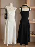 Niulatu A Line Straps Long Black Women's Holiday Dresses SD220