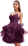 Niulatu Women's Puffy Ruffle Short Homecoming Dress Tull Tutu Prom Dress V Neck Formal Party HZ1007