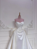 Niulatu White Wedding Dresses With Train Mermaid Bridal Gowns SD1534