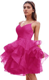 Niulatu Women's Puffy Ruffle Short Homecoming Dress Tull Tutu Prom Dress V Neck Formal Party HZ1007