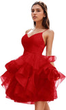 Niulatu Women's Puffy Ruffle Short Homecoming Dress Tull Tutu Prom Dress V Neck Formal Party HZ1007