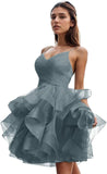 Niulatu Women's Puffy Ruffle Short Homecoming Dress Tull Tutu Prom Dress V Neck Formal Party HZ1007