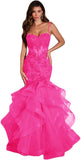 Niulatu Women's Lace Applique Tulle Prom Dresses Long Mermaid Ruffles Sparkly Formal Evening Party HZ1007