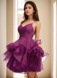 Niulatu Women's Puffy Ruffle Short Homecoming Dress Tull Tutu Prom Dress V Neck Formal Party HZ1007
