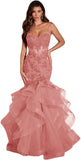 Niulatu Women's Lace Applique Tulle Prom Dresses Long Mermaid Ruffles Sparkly Formal Evening Party HZ1007