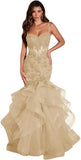 Niulatu Women's Lace Applique Tulle Prom Dresses Long Mermaid Ruffles Sparkly Formal Evening Party HZ1007