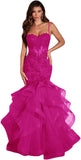 Niulatu Women's Lace Applique Tulle Prom Dresses Long Mermaid Ruffles Sparkly Formal Evening Party HZ1007
