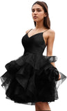 Niulatu Women's Puffy Ruffle Short Homecoming Dress Tull Tutu Prom Dress V Neck Formal Party HZ1007