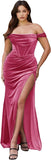 Niulatu Women's Velvet Slit Mermaid Prom Dress Long Off Shoulder Bridesmaid Dress Strapless Party HZ1007