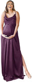 Niulatu Strap Maternity Bridesmaid Dress for Photoshoot Long Satin Leg Split Pregnant Prom Party HZ1007