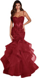 Niulatu Women's Lace Applique Tulle Prom Dresses Long Mermaid Ruffles Sparkly Formal Evening Party HZ1007