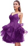 Niulatu Women's Puffy Ruffle Short Homecoming Dress Tull Tutu Prom Dress V Neck Formal Party HZ1007