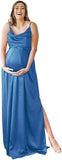 Niulatu Strap Maternity Bridesmaid Dress for Photoshoot Long Satin Leg Split Pregnant Prom Party HZ1007