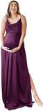 Niulatu Strap Maternity Bridesmaid Dress for Photoshoot Long Satin Leg Split Pregnant Prom Party HZ1007