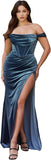 Niulatu Women's Velvet Slit Mermaid Prom Dress Long Off Shoulder Bridesmaid Dress Strapless Party HZ1007