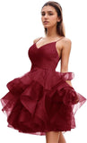 Niulatu Women's Puffy Ruffle Short Homecoming Dress Tull Tutu Prom Dress V Neck Formal Party HZ1007