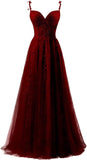Niulatu Applique Tulle Prom Dresses for Women 2025 Spaghetti Straps Ball Gown Formal Evening Party Gown with HZ1007