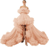 Niulatu Tulle Robe for Maternity Photoshoot Sheer Off Shoulder Maternity Robe Pregnant Baby Shower Prom HZ1007