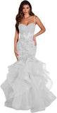 Niulatu Women's Lace Applique Tulle Prom Dresses Long Mermaid Ruffles Sparkly Formal Evening Party HZ1007