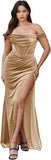 Niulatu Women's Velvet Slit Mermaid Prom Dress Long Off Shoulder Bridesmaid Dress Strapless Party HZ1007