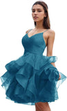 Niulatu Women's Puffy Ruffle Short Homecoming Dress Tull Tutu Prom Dress V Neck Formal Party HZ1007