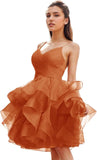 Niulatu Women's Puffy Ruffle Short Homecoming Dress Tull Tutu Prom Dress V Neck Formal Party HZ1007