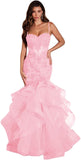 Niulatu Women's Lace Applique Tulle Prom Dresses Long Mermaid Ruffles Sparkly Formal Evening Party HZ1007