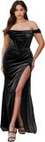 Niulatu Women's Velvet Slit Mermaid Prom Dress Long Off Shoulder Bridesmaid Dress Strapless Party HZ1007