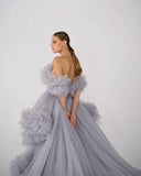 Niulatu Tulle Robe for Maternity Photoshoot Sheer Off Shoulder Maternity Robe Pregnant Baby Shower Prom HZ1007