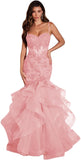 Niulatu Women's Lace Applique Tulle Prom Dresses Long Mermaid Ruffles Sparkly Formal Evening Party HZ1007