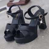 Niulatu Women Fish Mouth Platform High Heels Wedges Buckle Slope Sandals Women Shoes Woman Platform High Heels Sandals High Heels DJSE