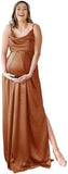 Niulatu Strap Maternity Bridesmaid Dress for Photoshoot Long Satin Leg Split Pregnant Prom Party HZ1007
