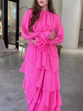 Niulatu Chiffon Layered Spliced Ruffles Prom Dress Evening Dress HZ1007