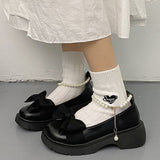 Niulatu Strap Mary Janes Shoes for Women Autumn 2025 Thick Heels Platform Loafers Woman High Heels Cute Bowtie Lolita Shoes DJSE