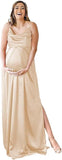Niulatu Strap Maternity Bridesmaid Dress for Photoshoot Long Satin Leg Split Pregnant Prom Party HZ1007